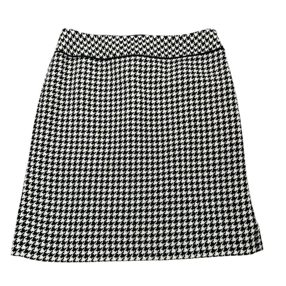 Alex Marie Herringbone Skirt Womens 6P Black Wool Blend Dark Academia Career